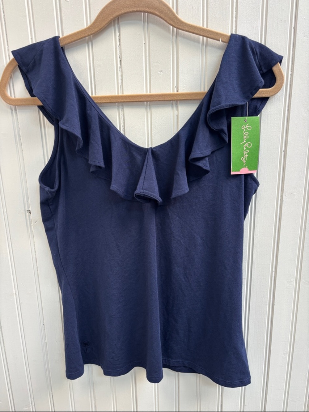 Lilly Pulitzer Navy Ruffle Scoop-Neck Tank
